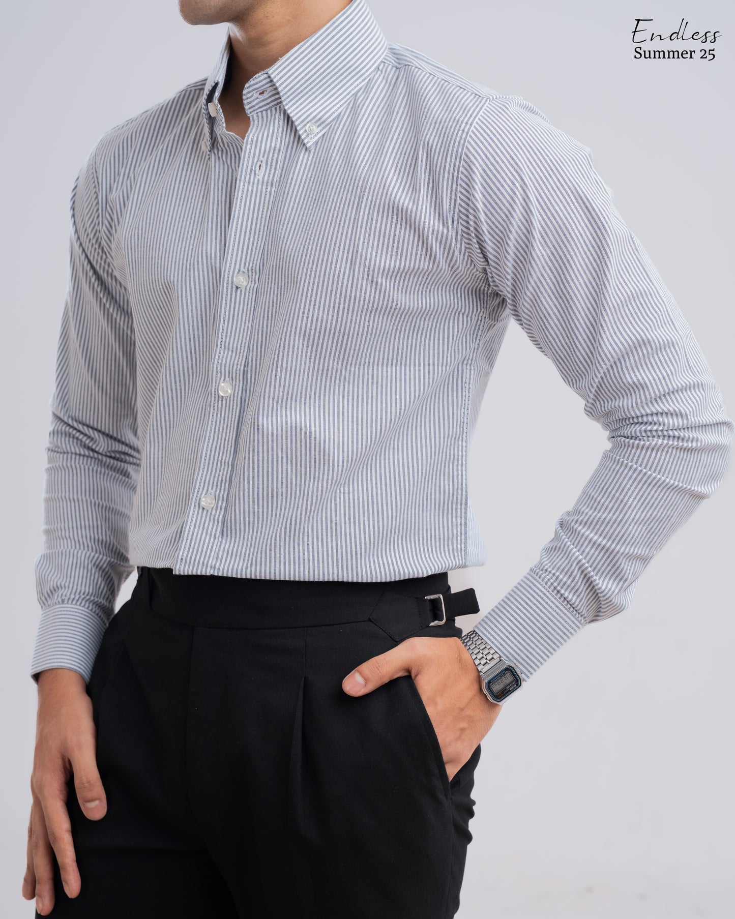 Full Sleeve Shirt - Ash Stripes