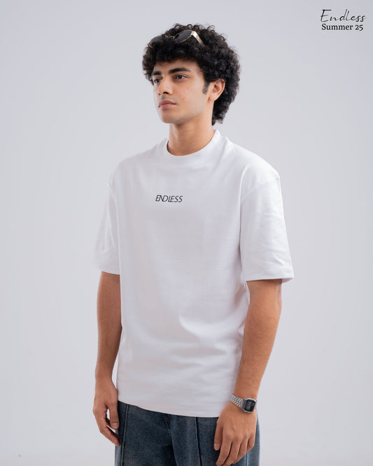 Drop Shoulder Solid T-Shirt - White