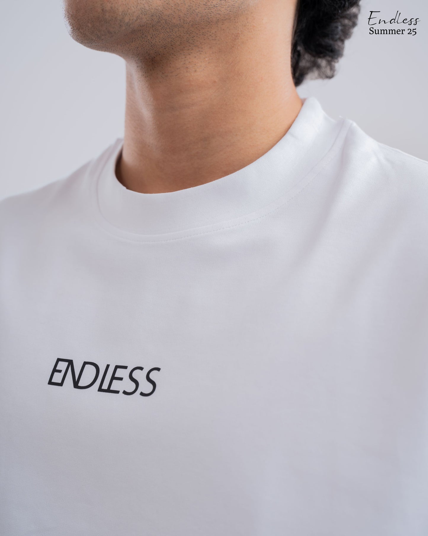 Drop Shoulder Solid T-Shirt - White