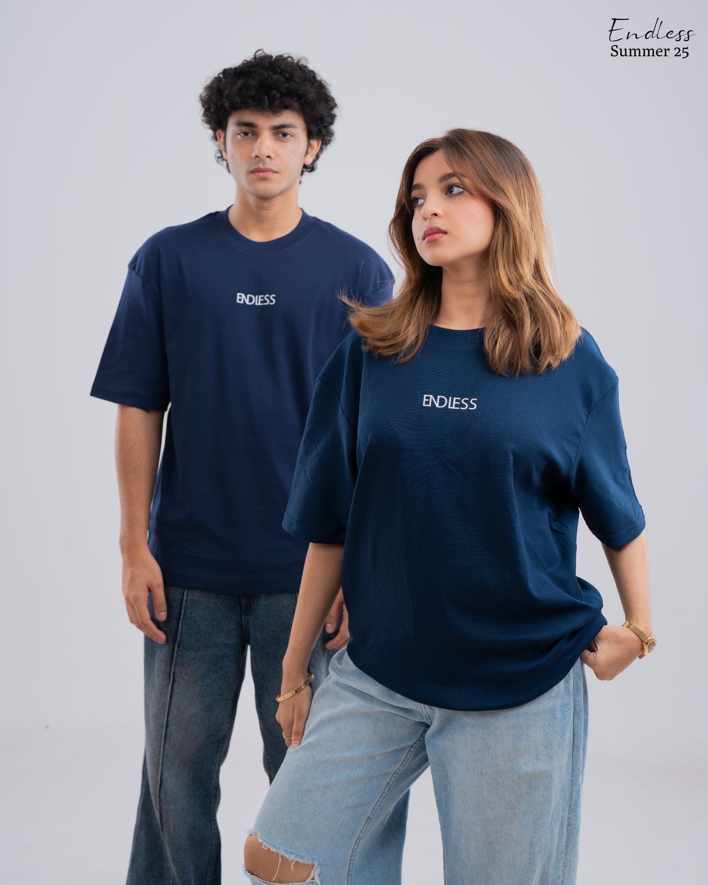 Drop Shoulder Solid T-Shirt - Blue