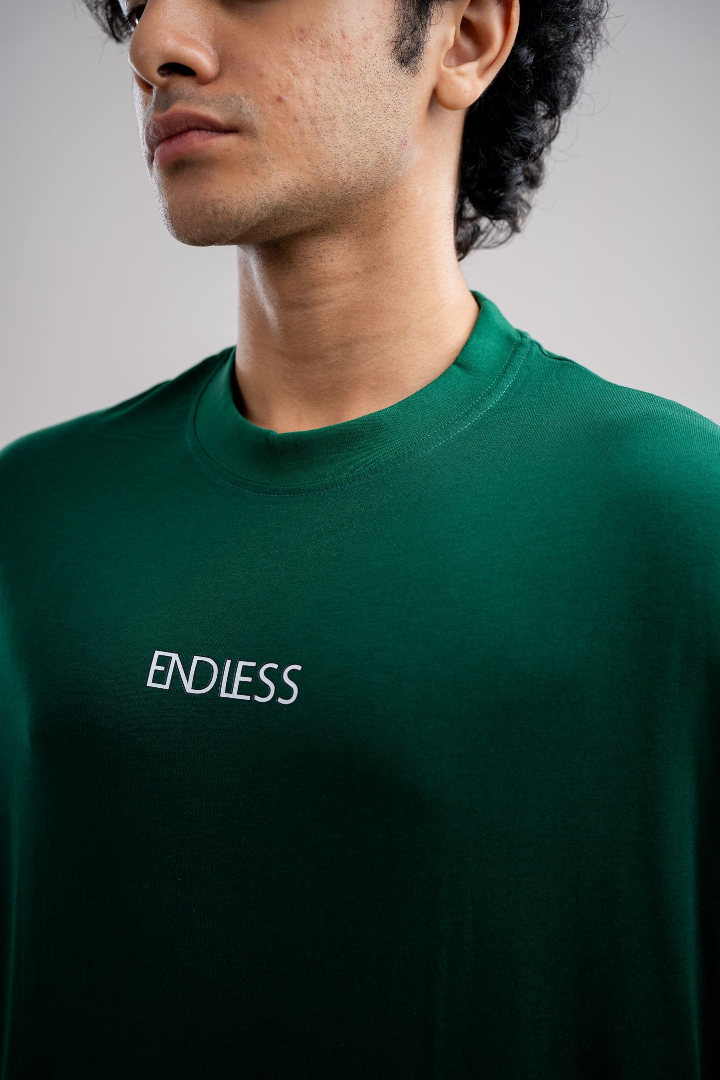 Drop Shoulder Printed T-Shirt - Bottle Green (Vibrant Essence)