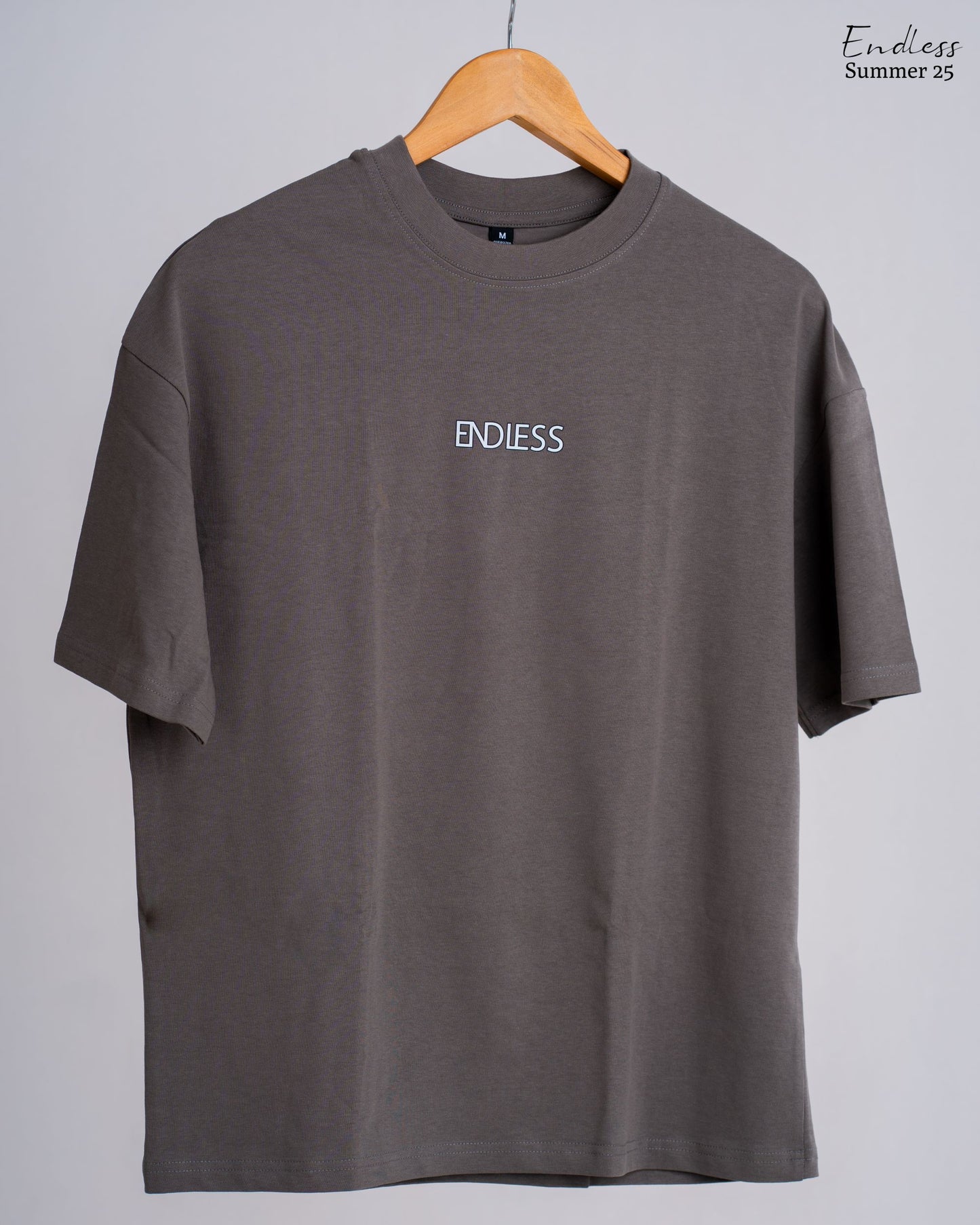 Drop Shoulder Printed T-Shirt - Steel (Hustle Club)