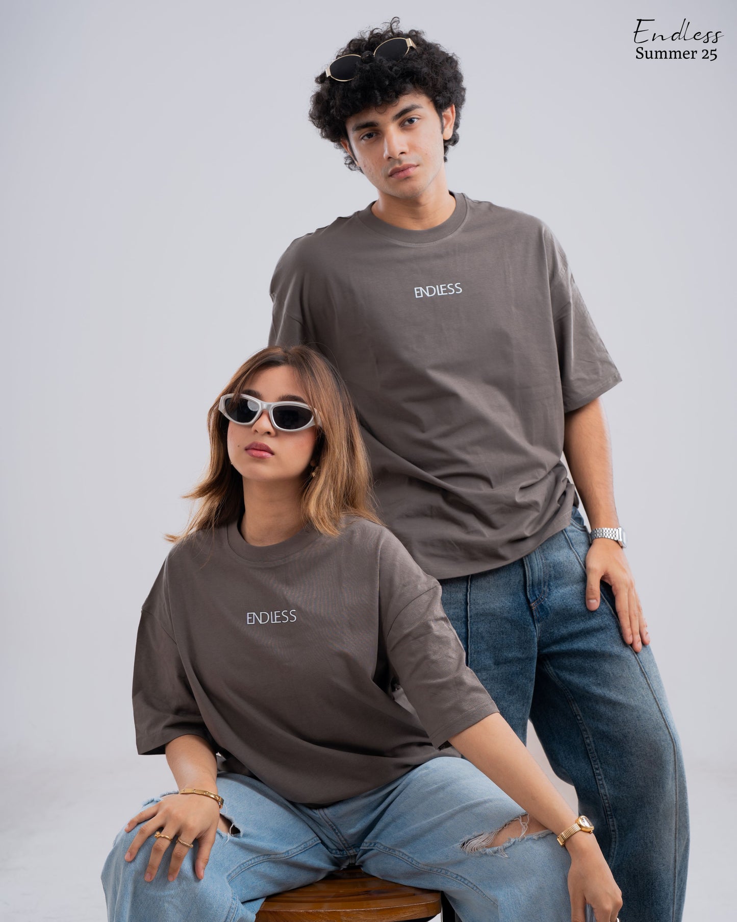 Drop Shoulder Solid T-Shirt - Steel