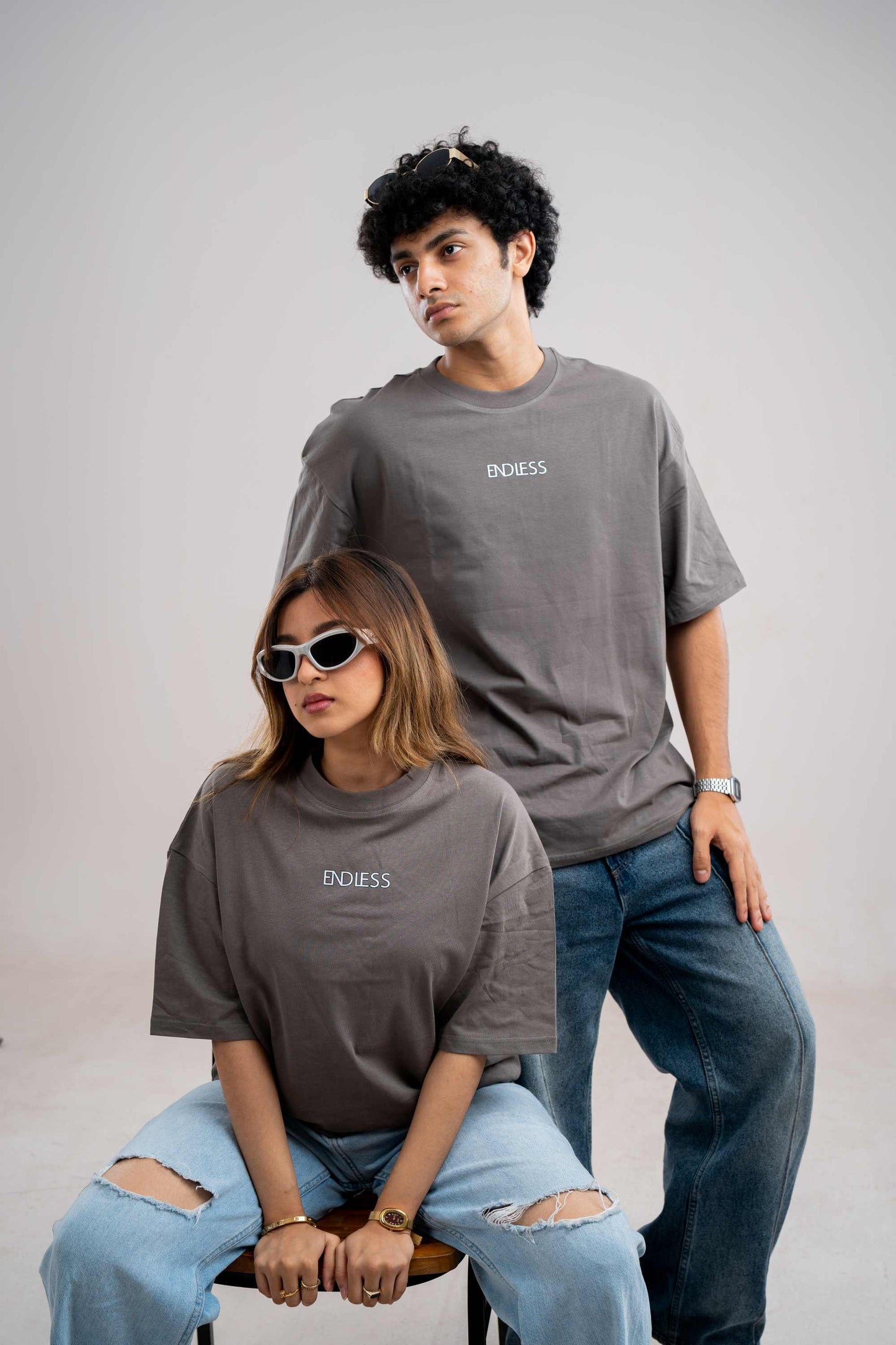 Drop Shoulder Printed T-Shirt - Steel (Hustle Club)