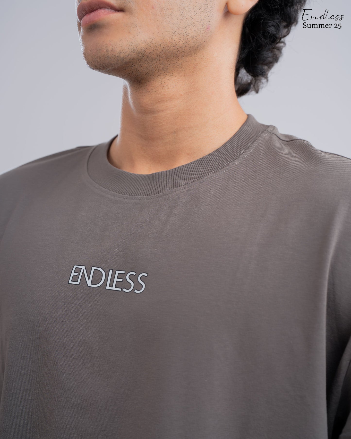 Drop Shoulder Solid T-Shirt - Steel
