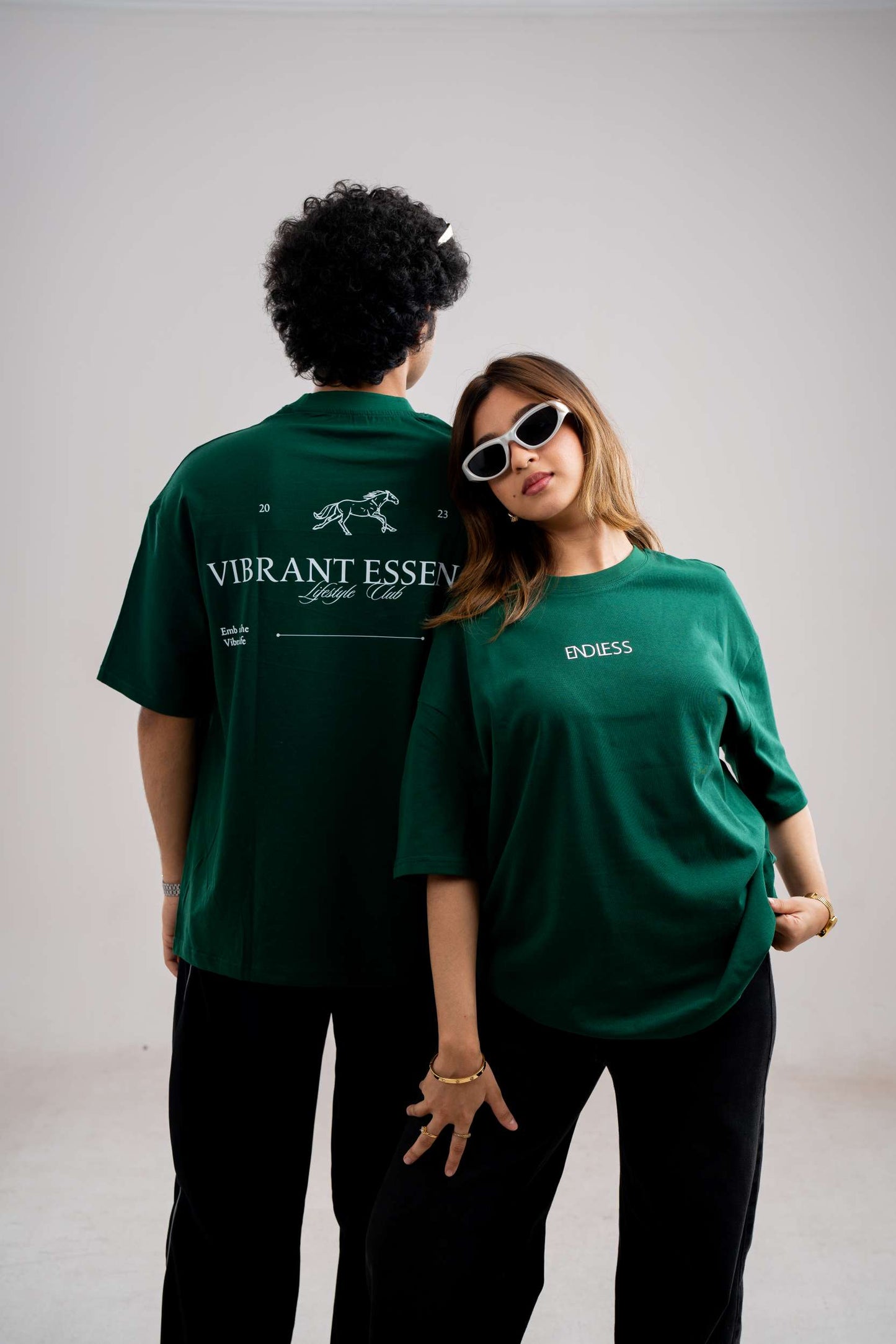 Drop Shoulder Printed T-Shirt - Bottle Green (Vibrant Essence)