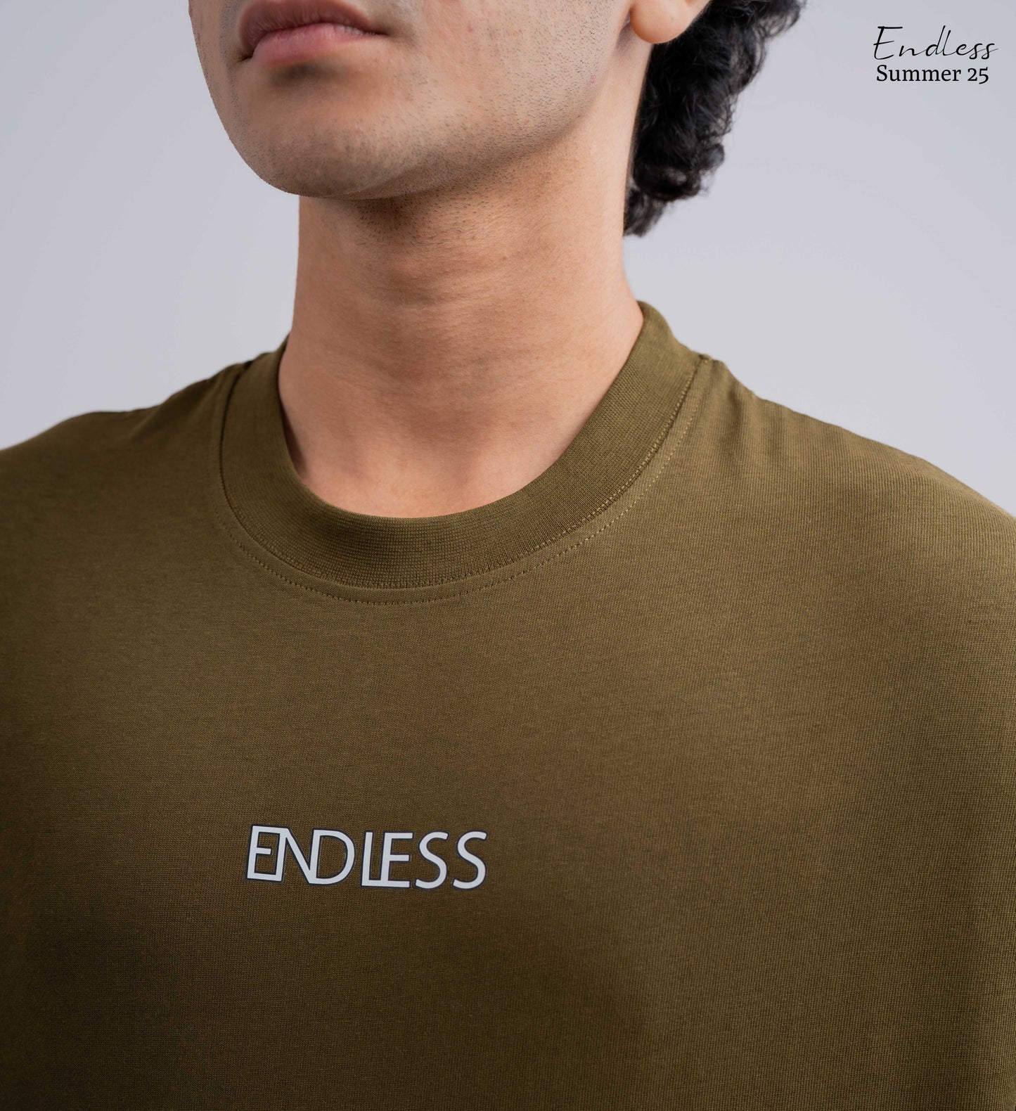 Drop Shoulder Solid T-Shirt - Olive
