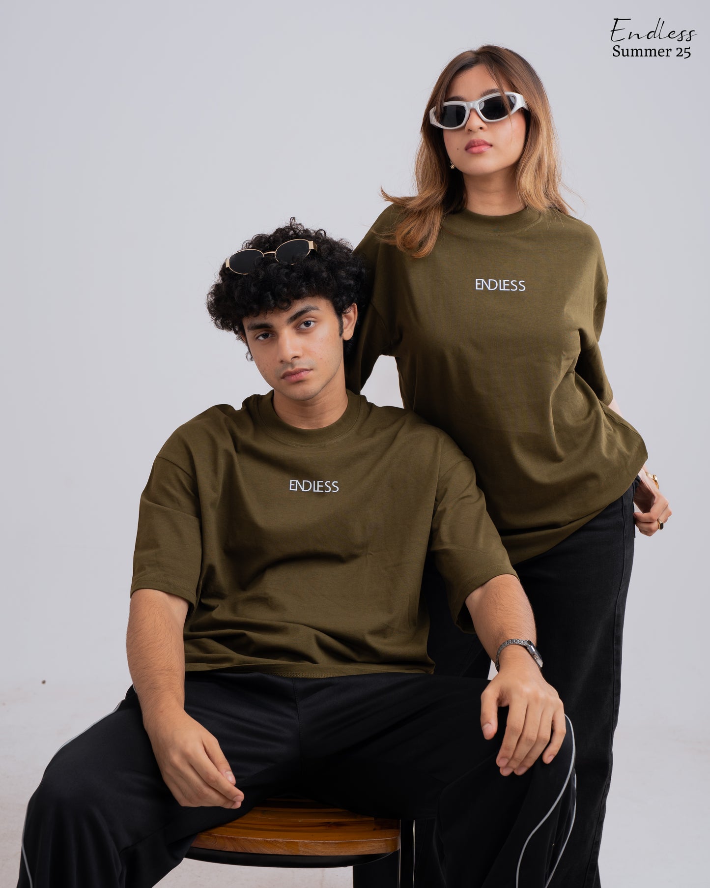 Drop Shoulder Solid T-Shirt - Olive